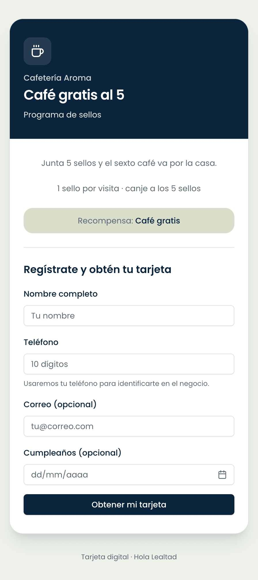 Registro de cliente por QR